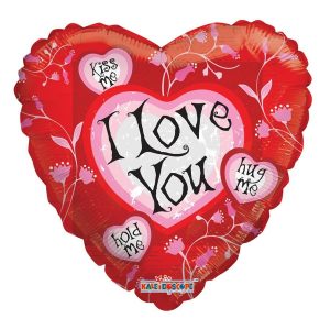 an 18 inch i love you helium balloon in red and pink