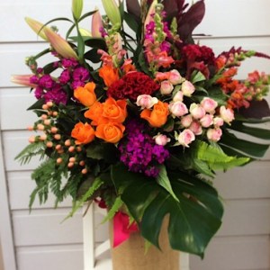 Large Seasonal Vase Arrangement in Bright Colours - A Touch of Class Florist