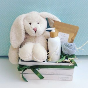 Bella Bunny Baby Box is a cute and useful Baby Hamper. Includes a bella bunny from nana huchy toys, an item of baby clothing, 2 items of salted Bliss body and bath products, one for mum and one for Baby - A Touch of Class Florist Perth