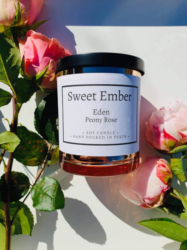 Sweet Ember Scented Soy Candle- Eden Peony Rose