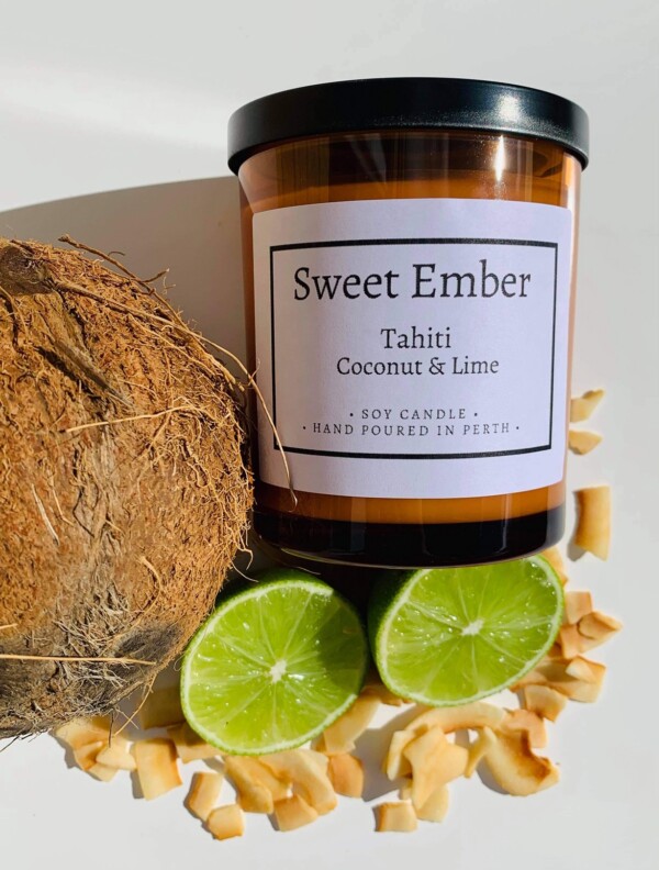 Sweet Ember Scented Soy Candle- Tahiti Coconut and Lime