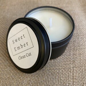 Sweet Ember Soy Candle in Clean Cut scent, ideal for someone who enjoys a more masculine scent. - A Touch of Class Florist Perth