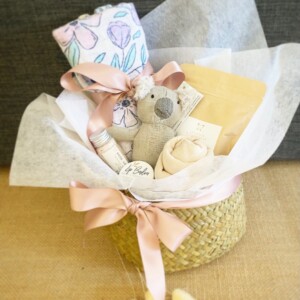 Mini Aussie Baby Hamper in Pinks is a newborn baby hamper with a couple of gifts for Mum too!