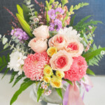 Peach vase arrangement - a touch of class florist perth